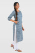 Grey Cotton Printed Long Kurta