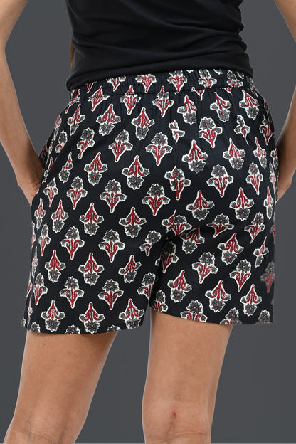 Grey Cotton Printed Shorts
