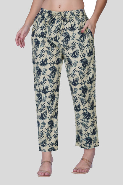 Grey Notch Collar Cotton Printed Pyjama Set