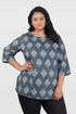 Grey Plus Size Cotton Printed Kurti