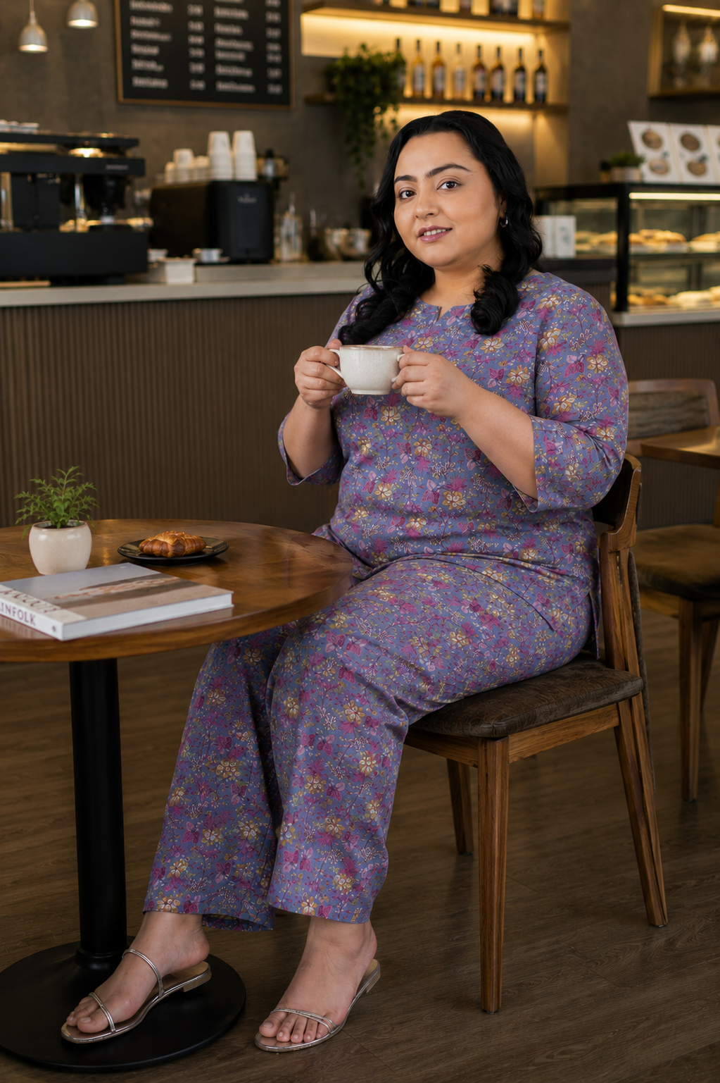 Grey Plus Size Cotton Printed Pyjama Set