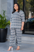 Grey Plus Size Cotton Printed Pyjama Set