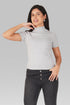 Grey Ribbed Mock Neck Short Sleeve Top