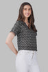 Grey V Neck Cotton Printed Top