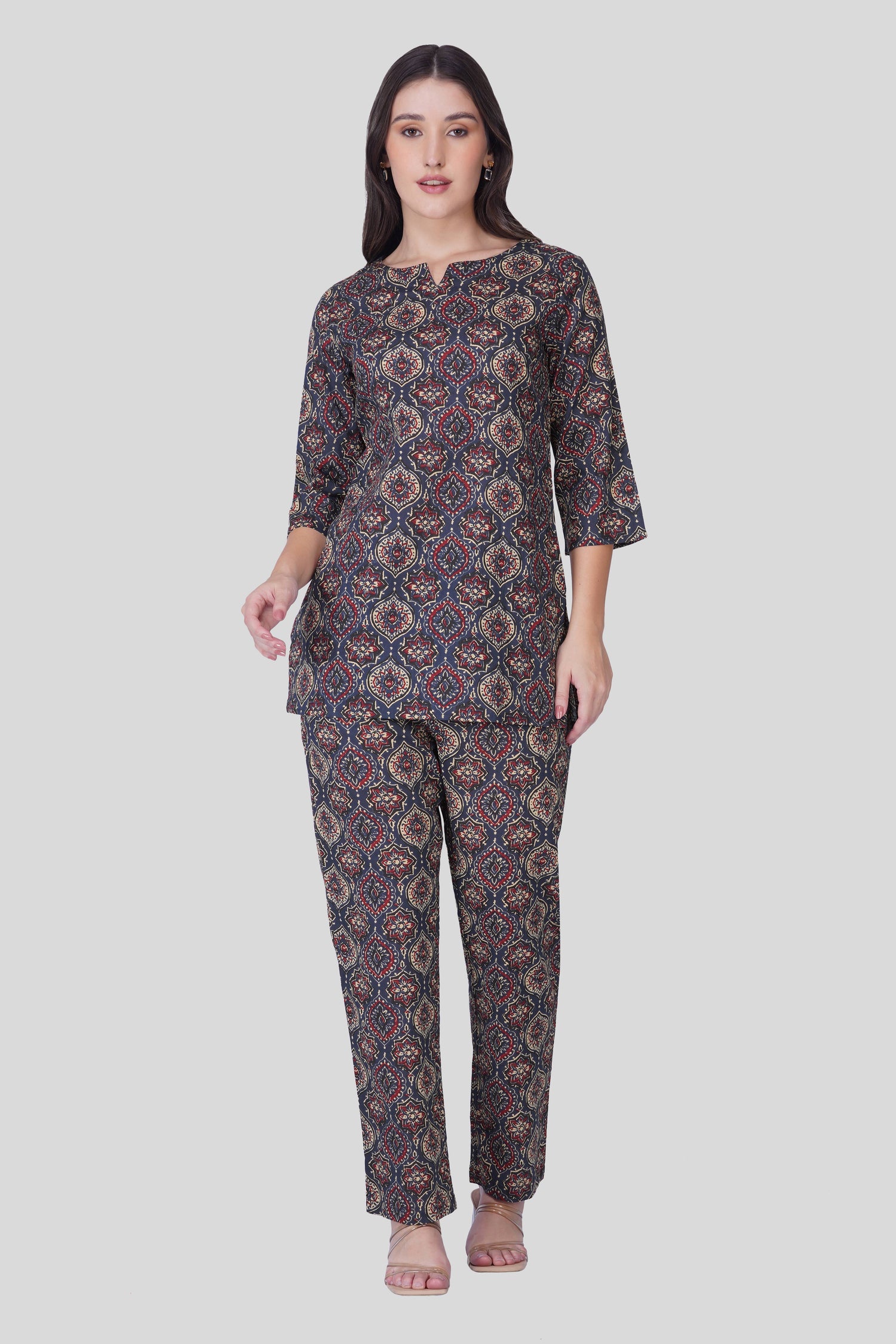 Indigo Cotton Printed Pyjama Set