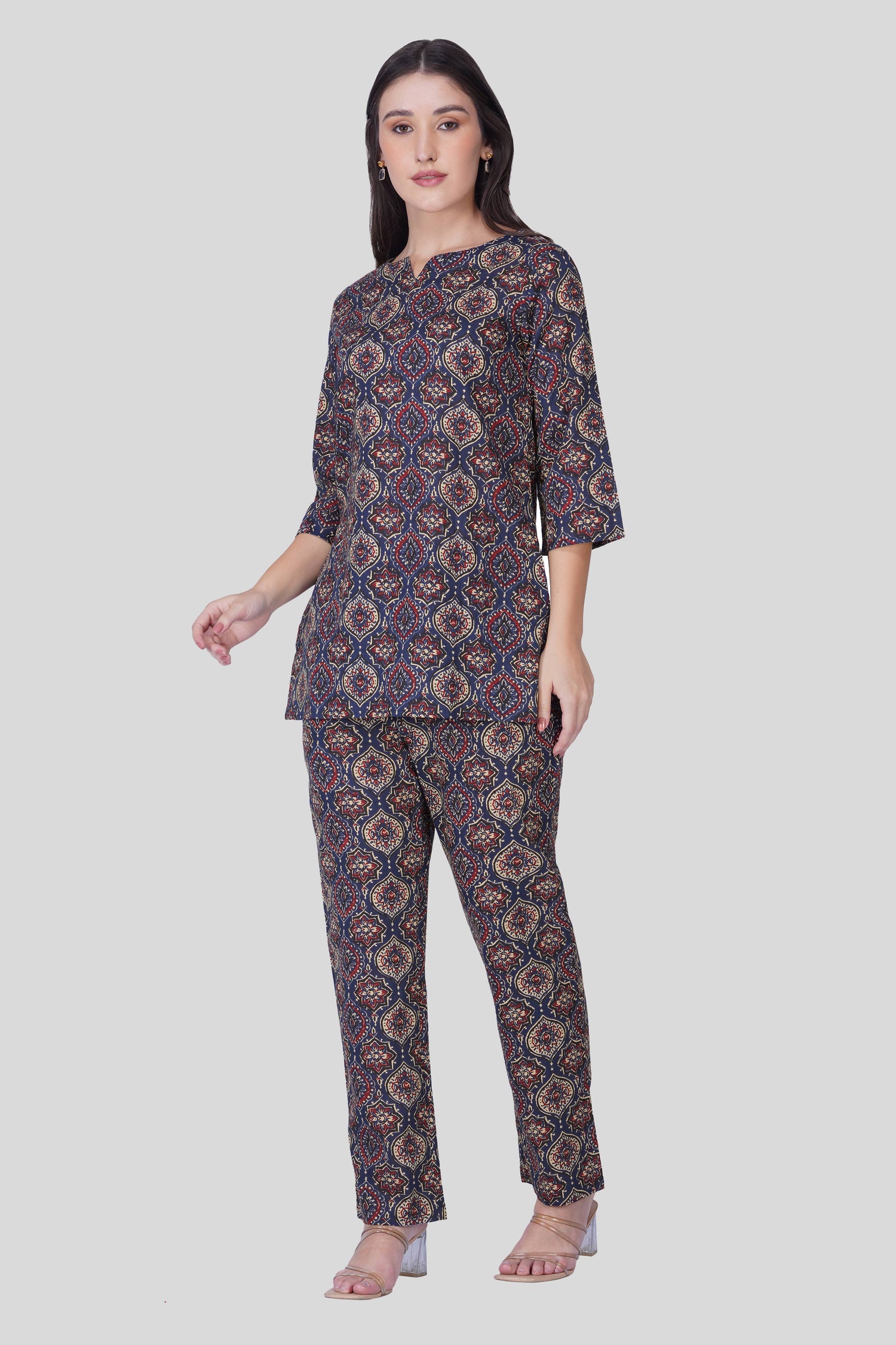 Indigo Cotton Printed Pyjama Set