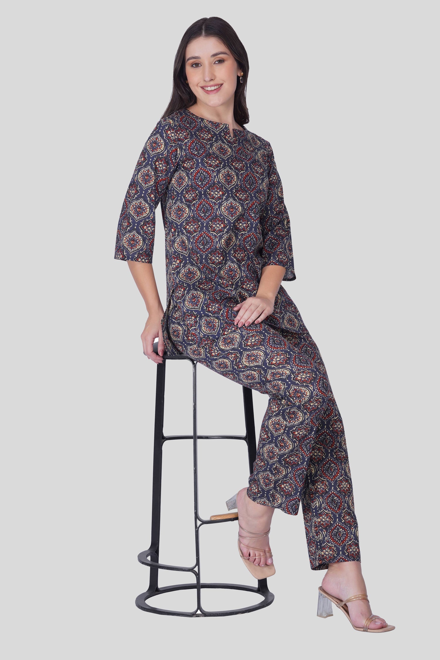 Indigo Cotton Printed Pyjama Set
