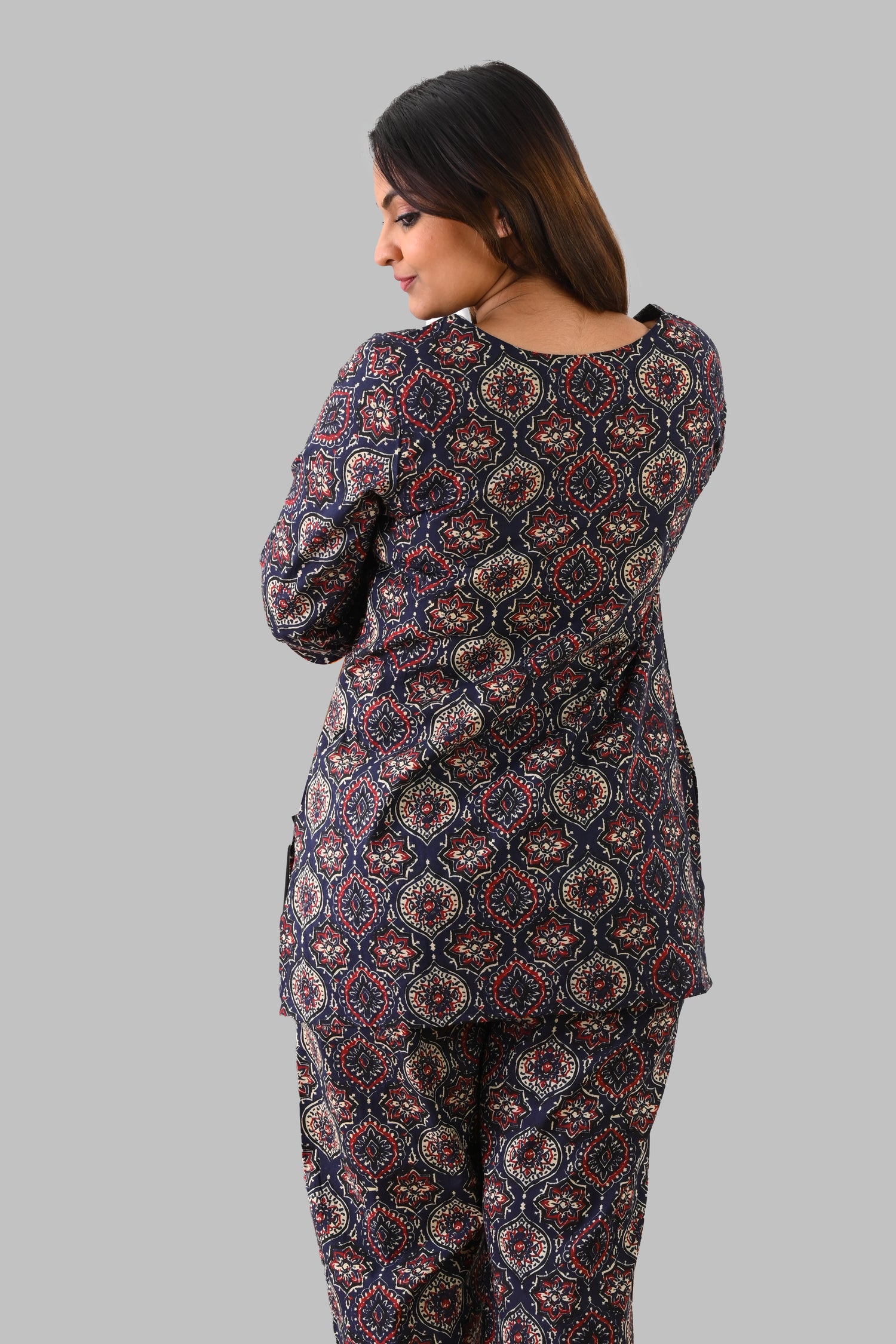 Indigo Cotton Printed Pyjama Set
