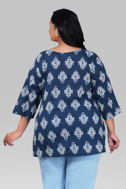 Indigo Plus Size Cotton Printed Kurti