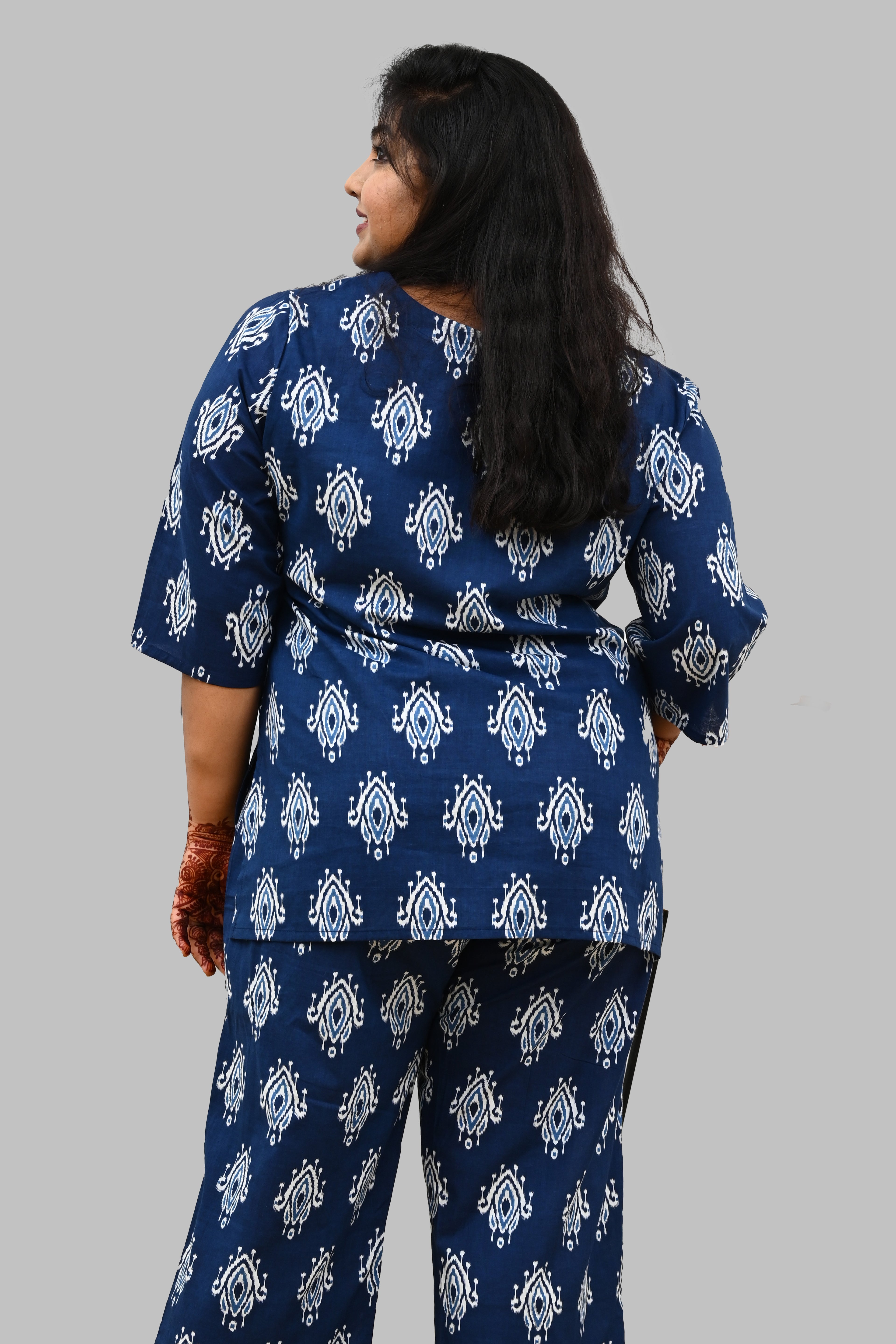 Indigo Plus Size Cotton Printed Pyjama Set