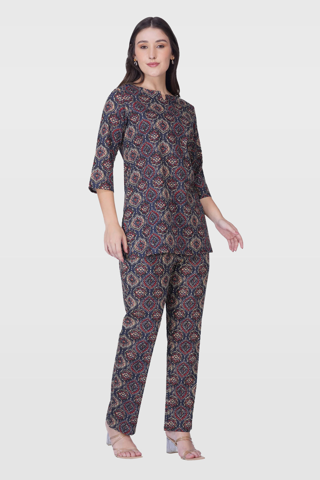 Indigo Cotton Printed Pyjama Set