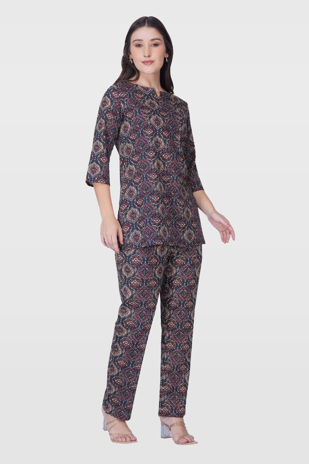 Indigo Cotton Printed Pyjama Set