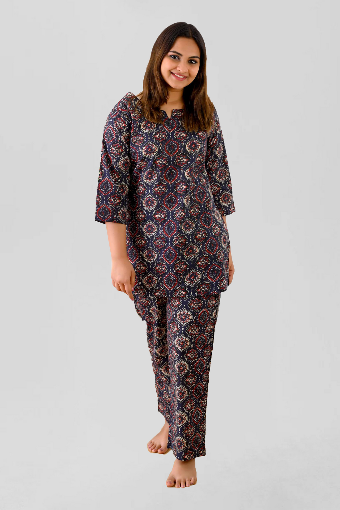 Indigo Cotton Printed Pyjama Set