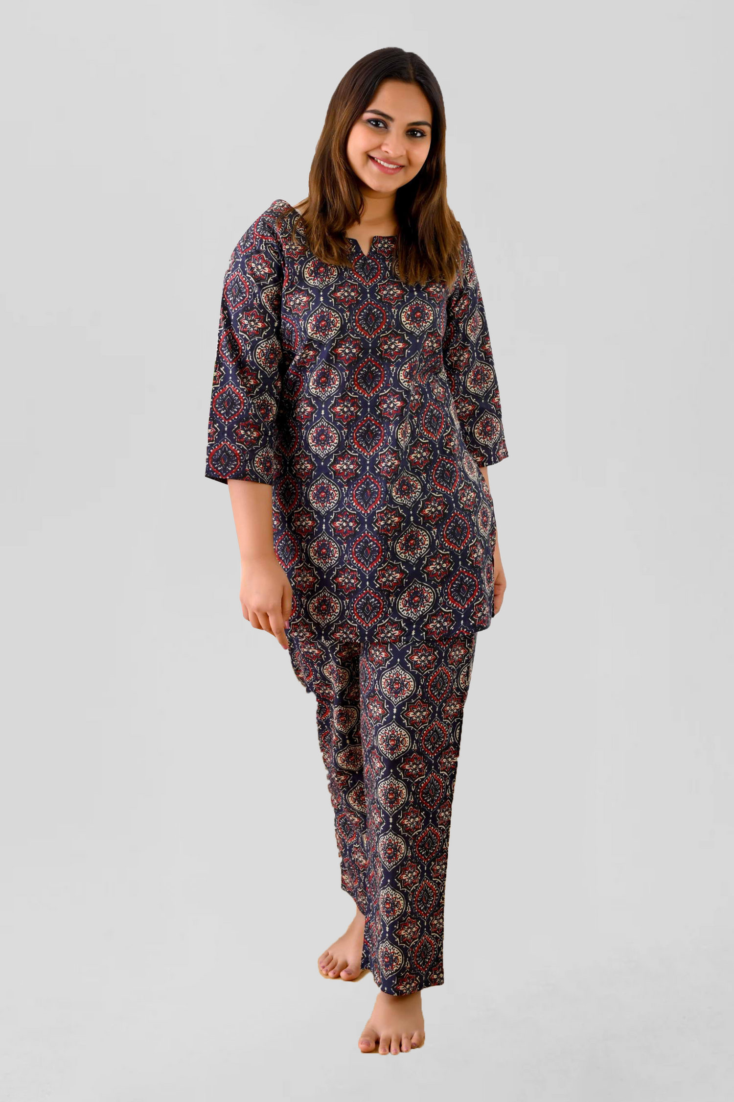 Indigo Cotton Printed Pyjama Set