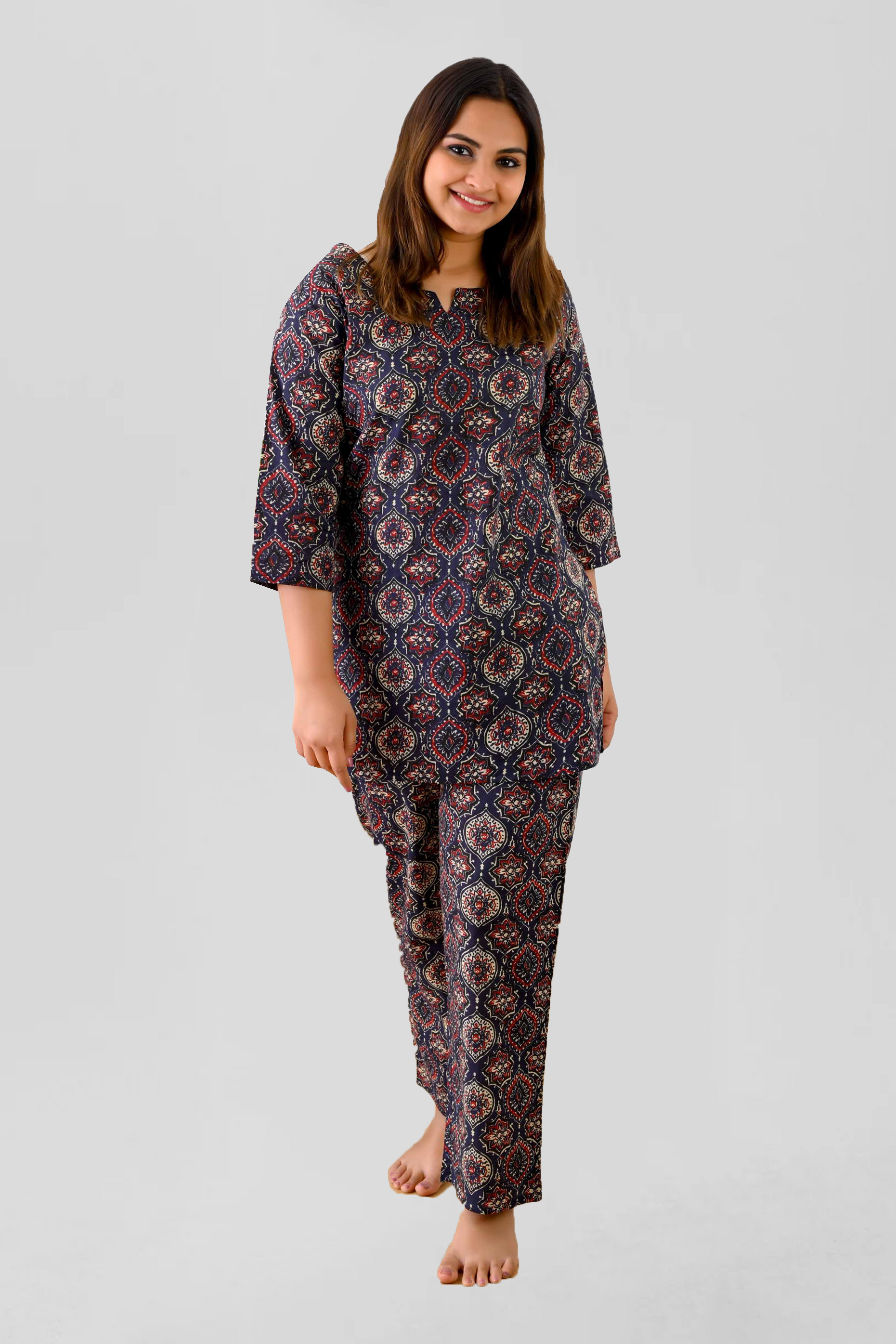 Indigo Cotton Printed Pyjama Set