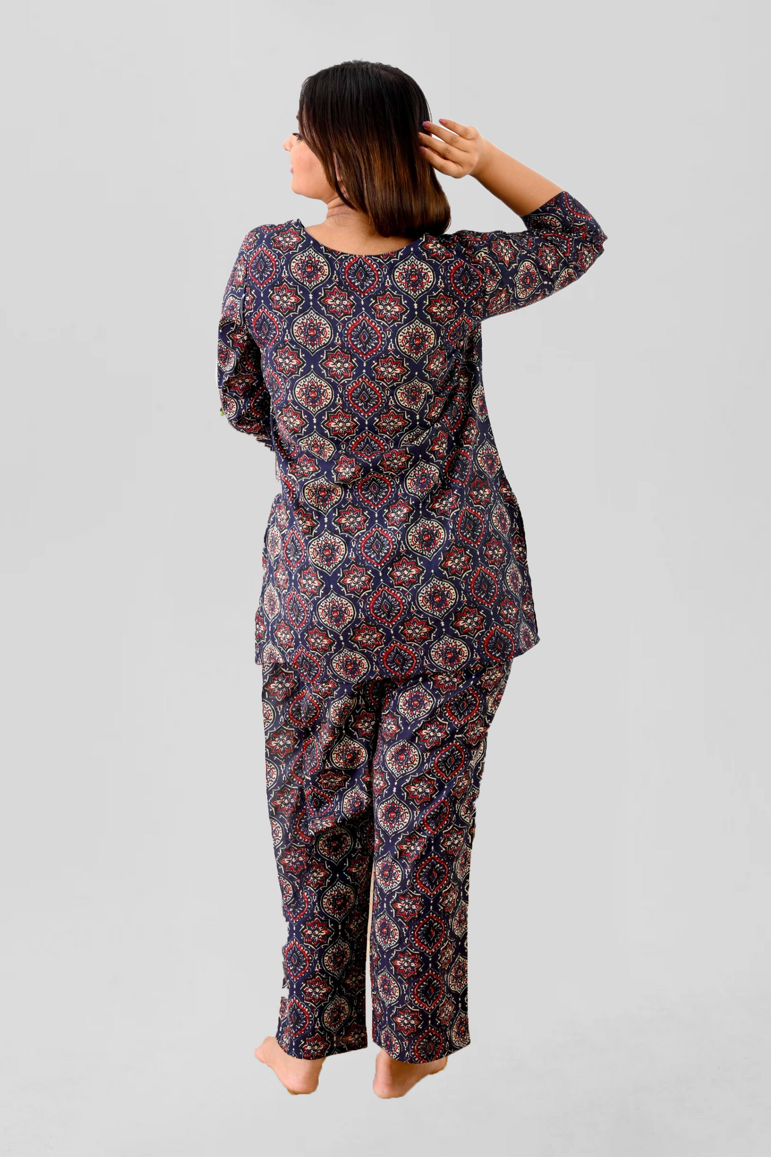 Indigo Cotton Printed Pyjama Set