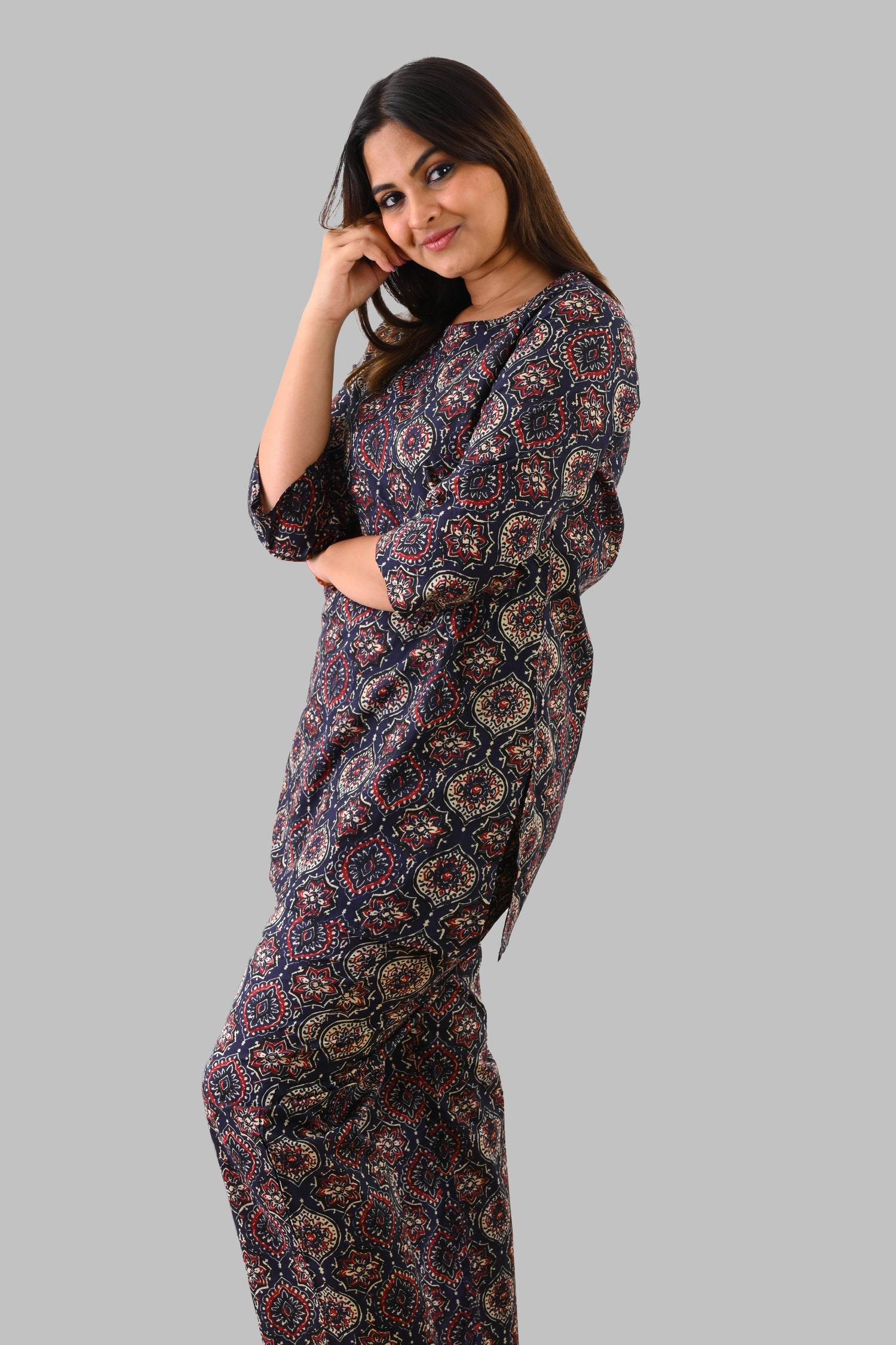 Indigo Cotton Printed Pyjama Set