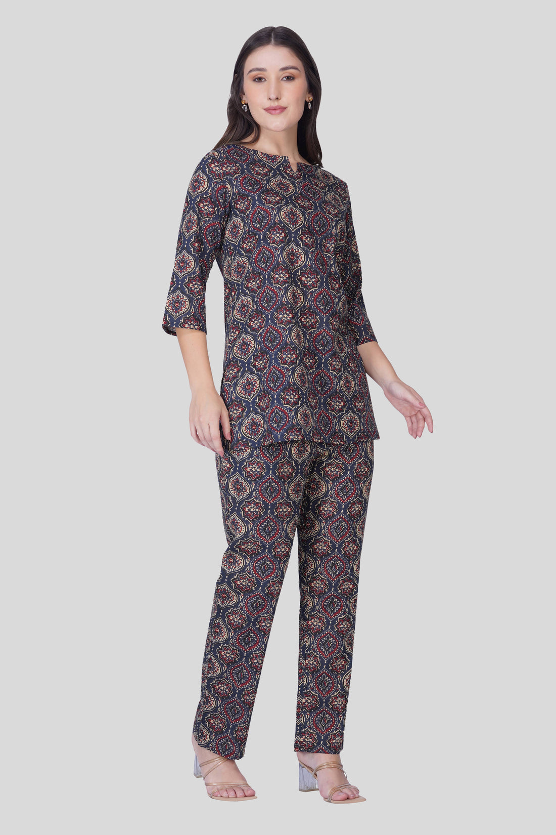 Indigo Cotton Printed Pyjama Set