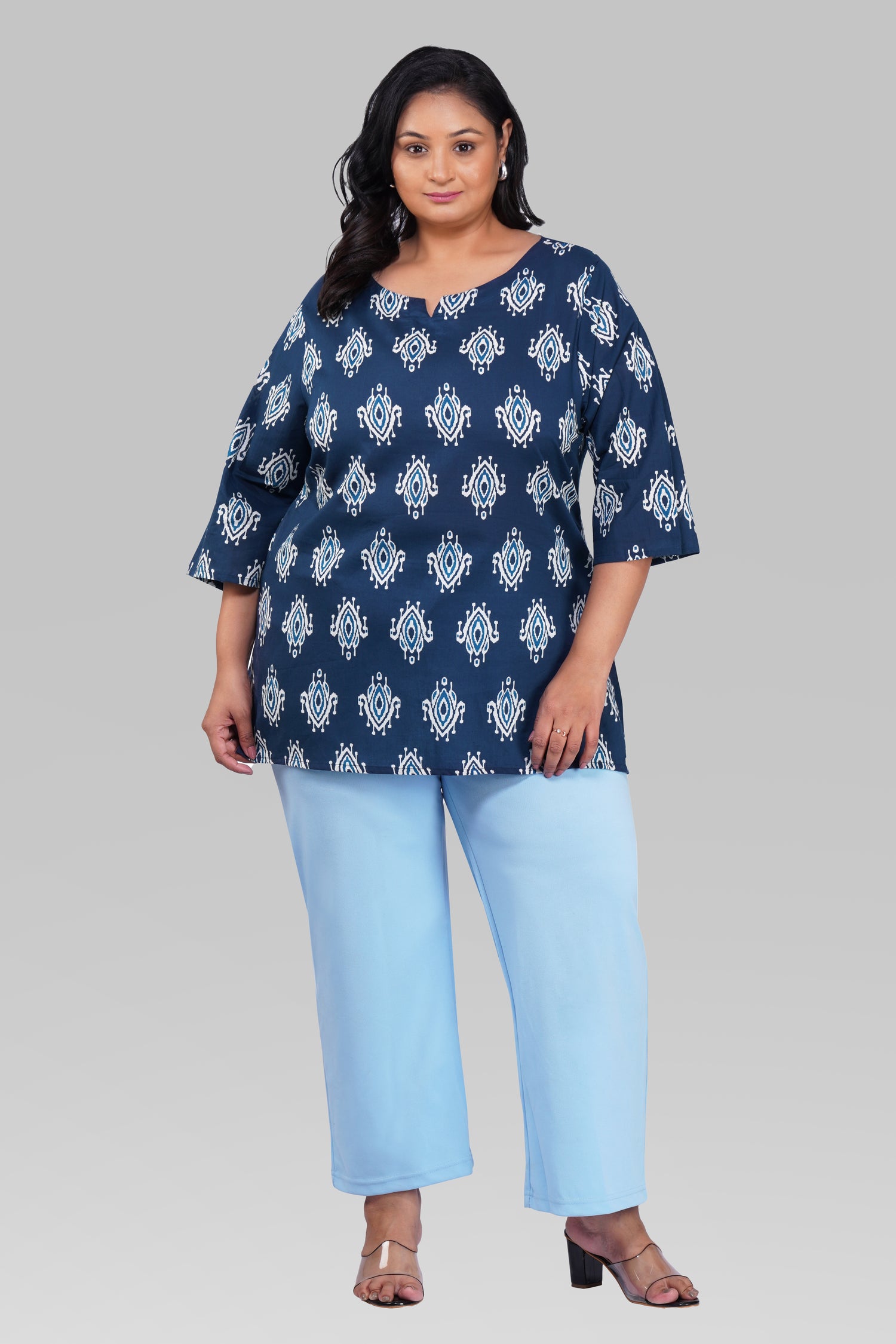 Indigo Plus Size Cotton Printed Kurti