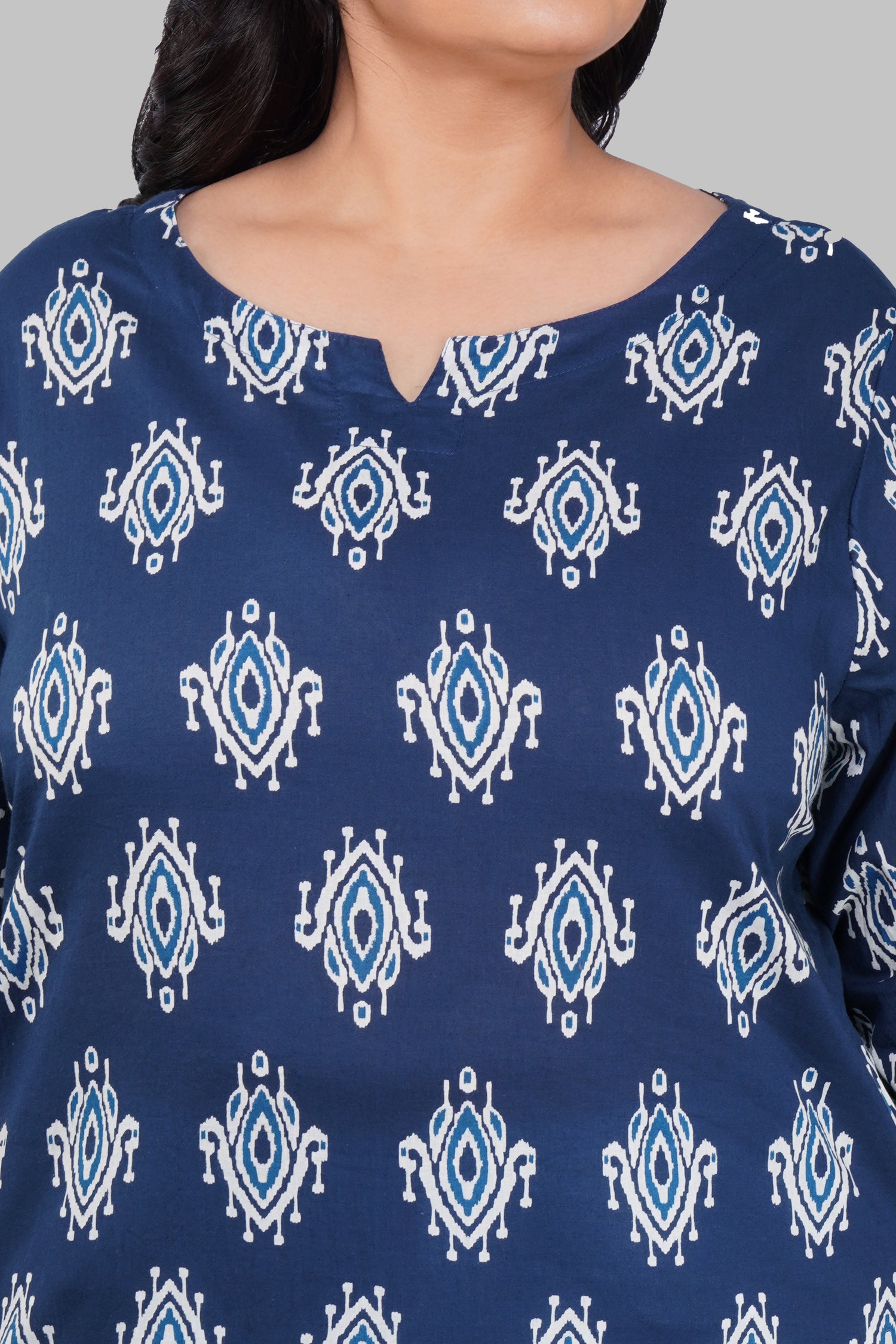 Indigo Plus Size Cotton Printed Kurti