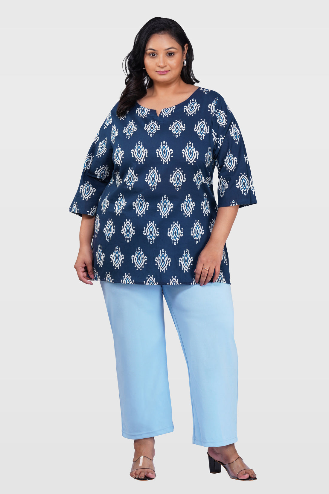 Indigo Plus Size Cotton Printed Kurti
