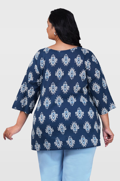 Indigo Plus Size Cotton Printed Kurti