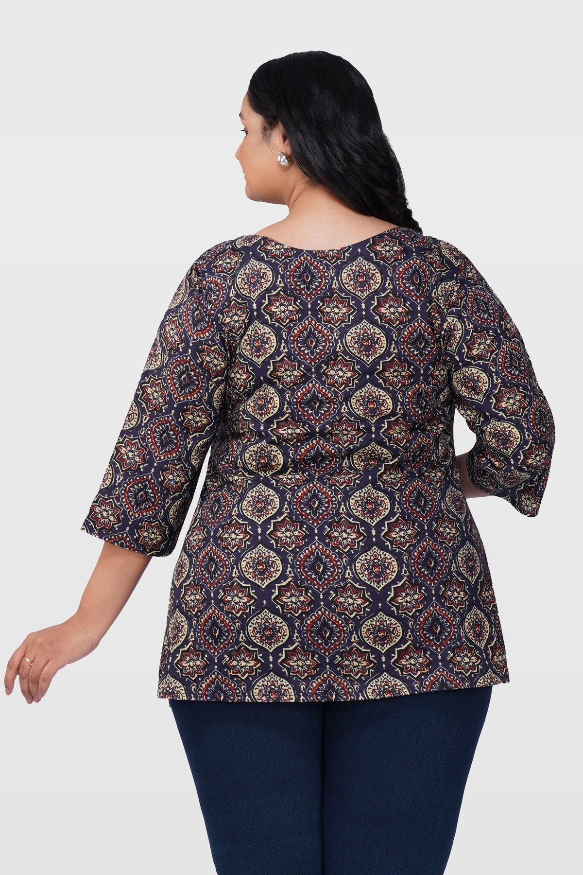 Indigo Plus Size Cotton Printed Kurti