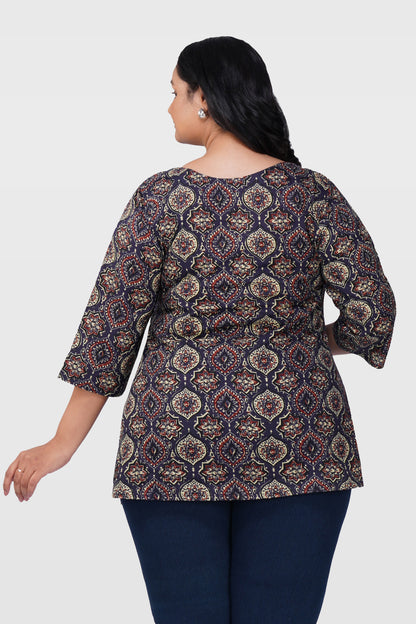Indigo Plus Size Cotton Printed Kurti