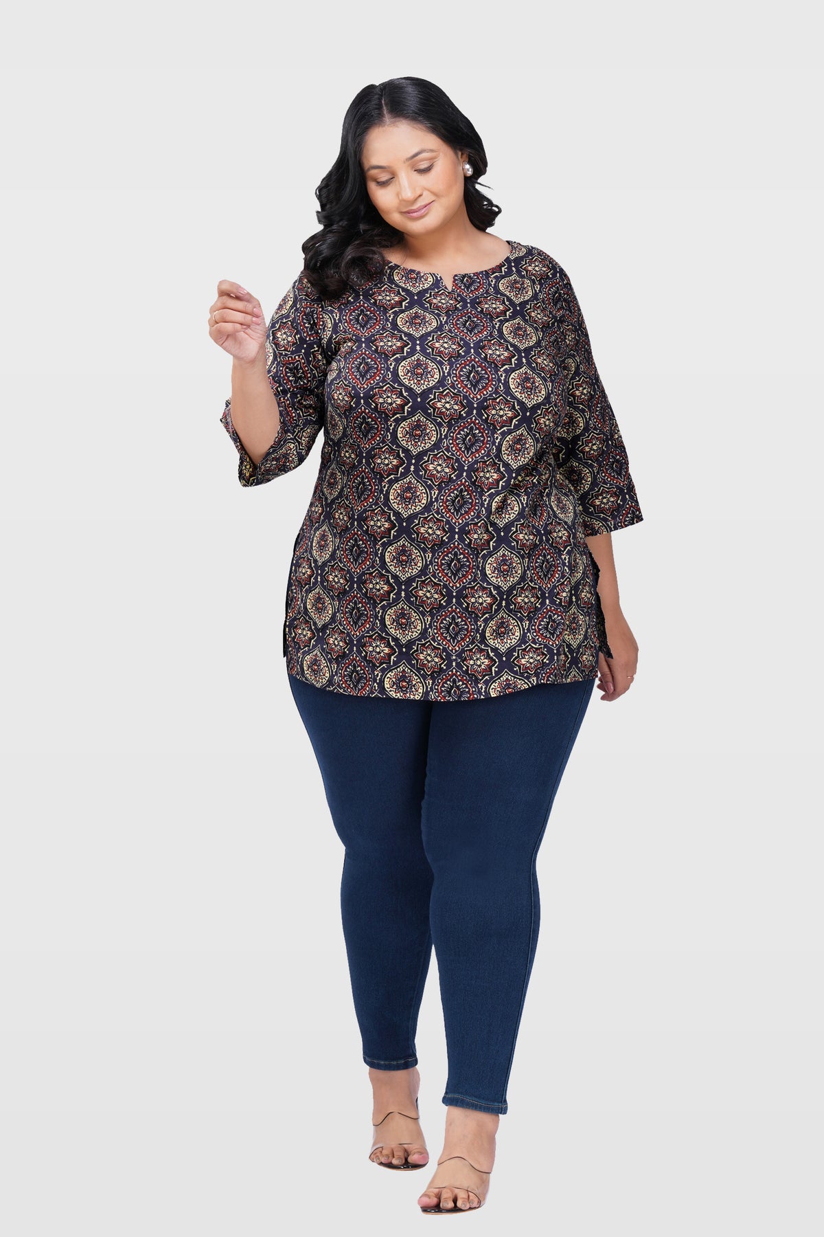 Indigo Plus Size Cotton Printed Kurti