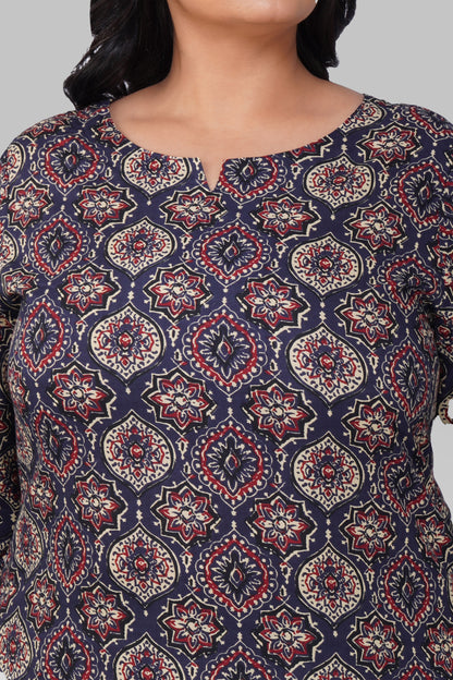 Indigo Plus Size Cotton Printed Pyjama Set