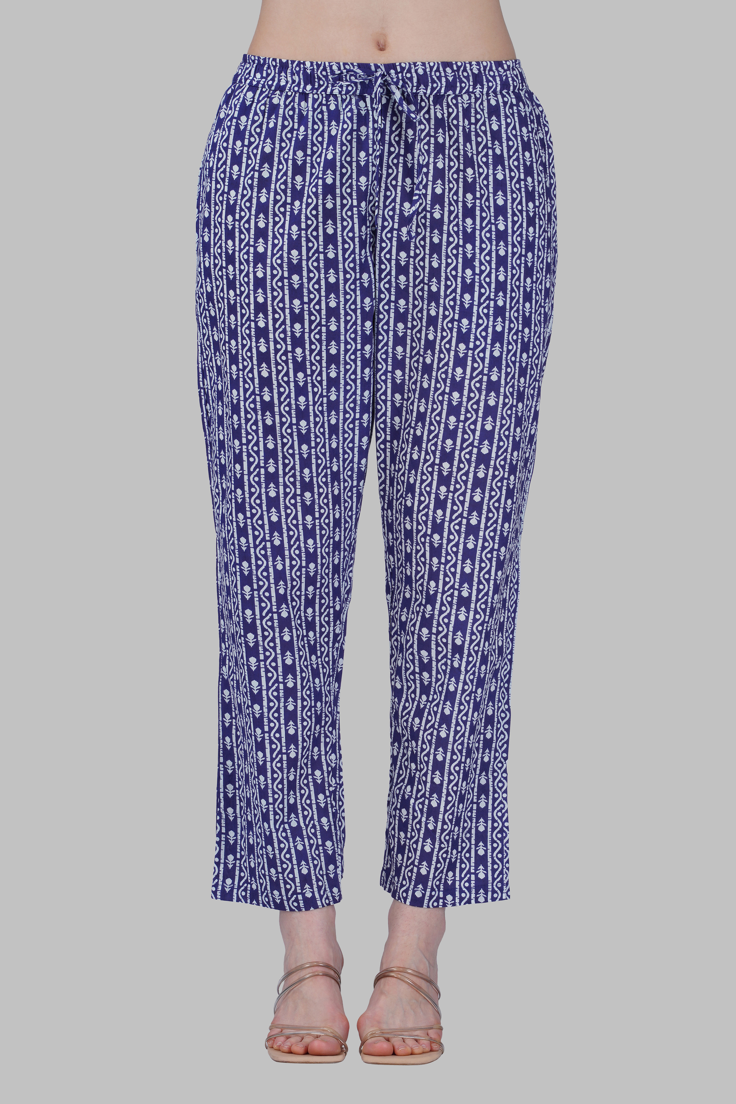 Ink Blue Cotton Printed Pyjama Set