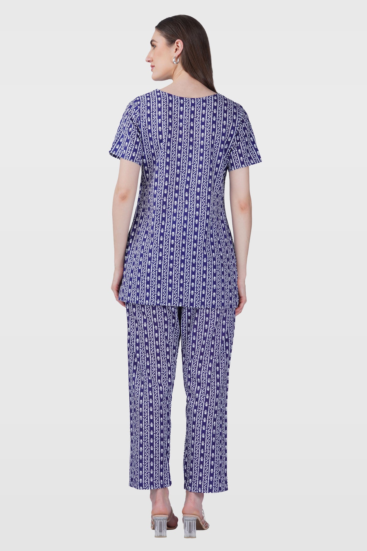 Ink Blue Cotton Printed Pyjama Set