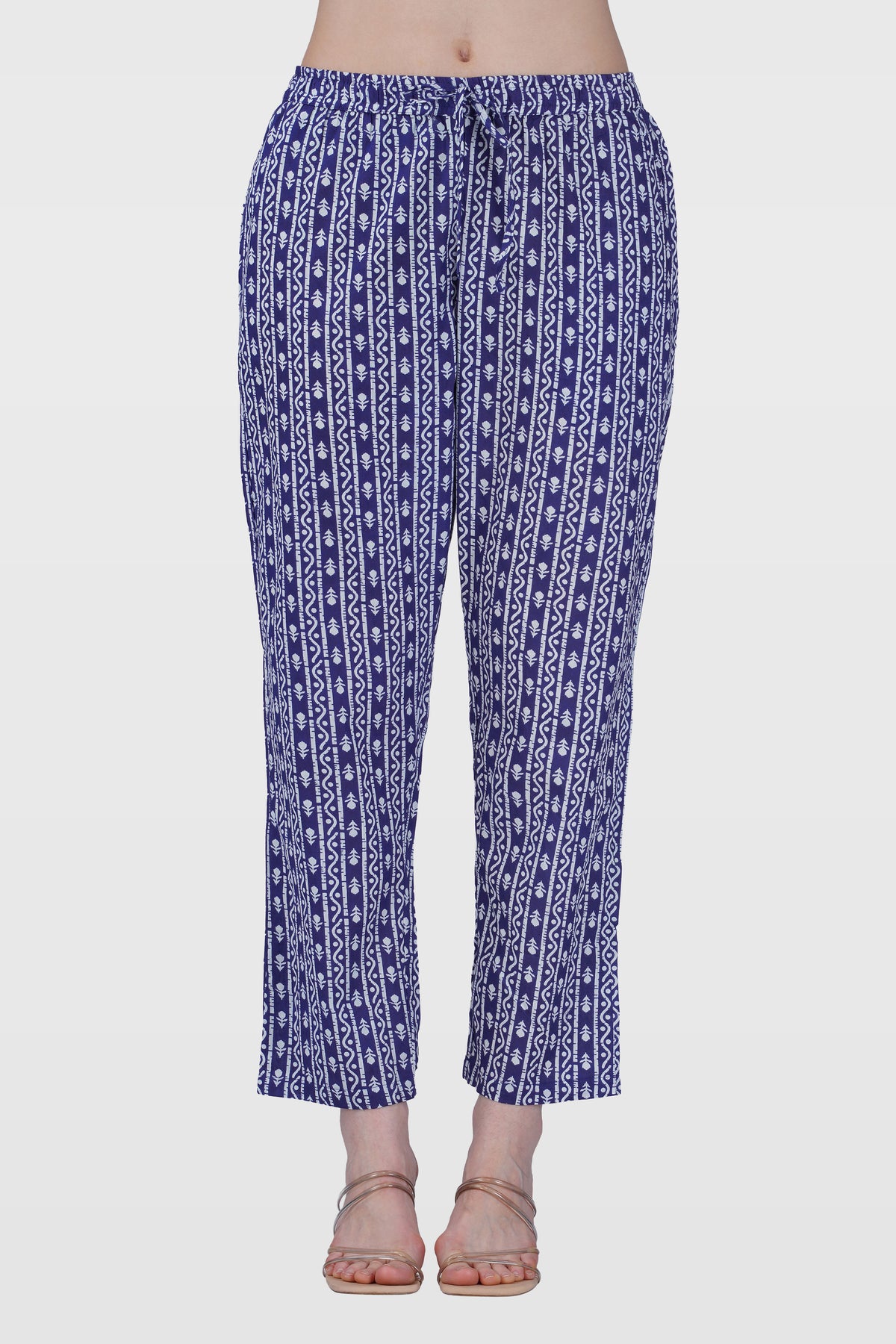 Ink Blue Cotton Printed Pyjama Set