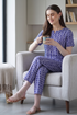 Ink Blue Cotton Printed Pyjama Set