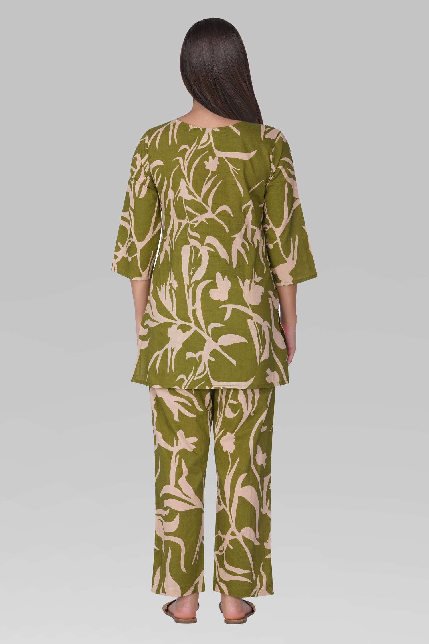 Jade Green Cotton Printed Pyjama Set
