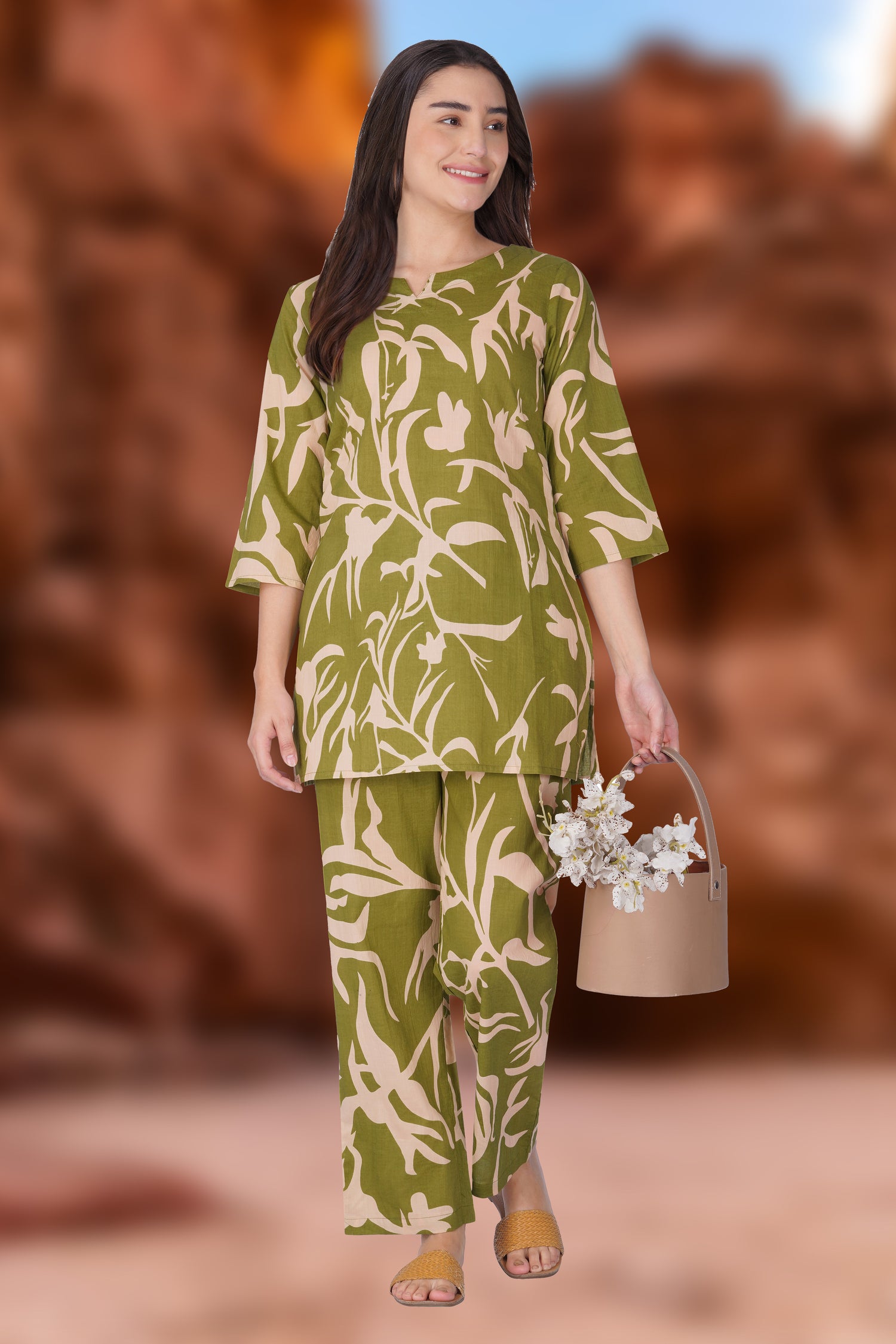 Jade Green Cotton Printed Pyjama Set