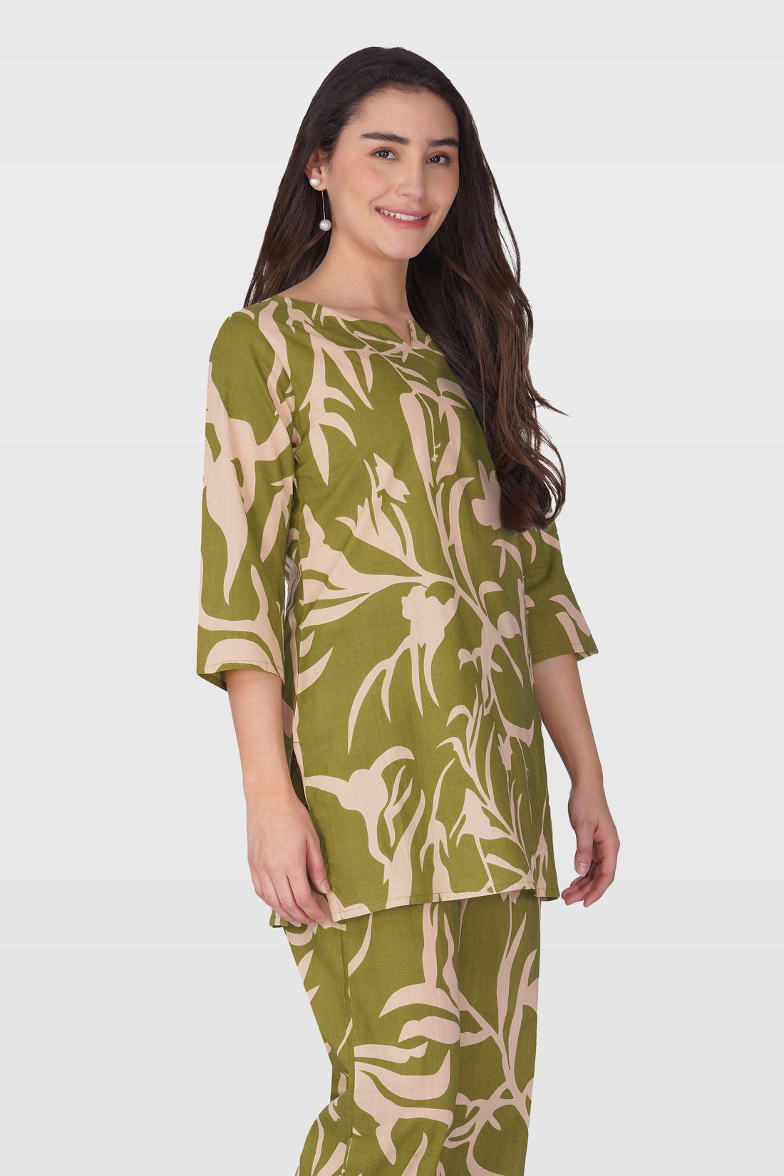 Jade Green Cotton Printed Pyjama Set