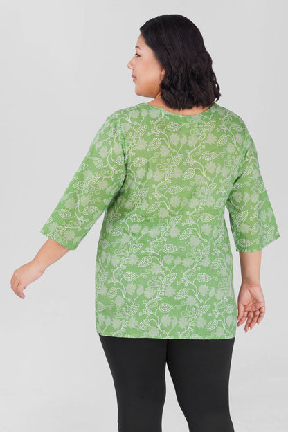 Jade Lime Plus Size Cotton Printed Kurti