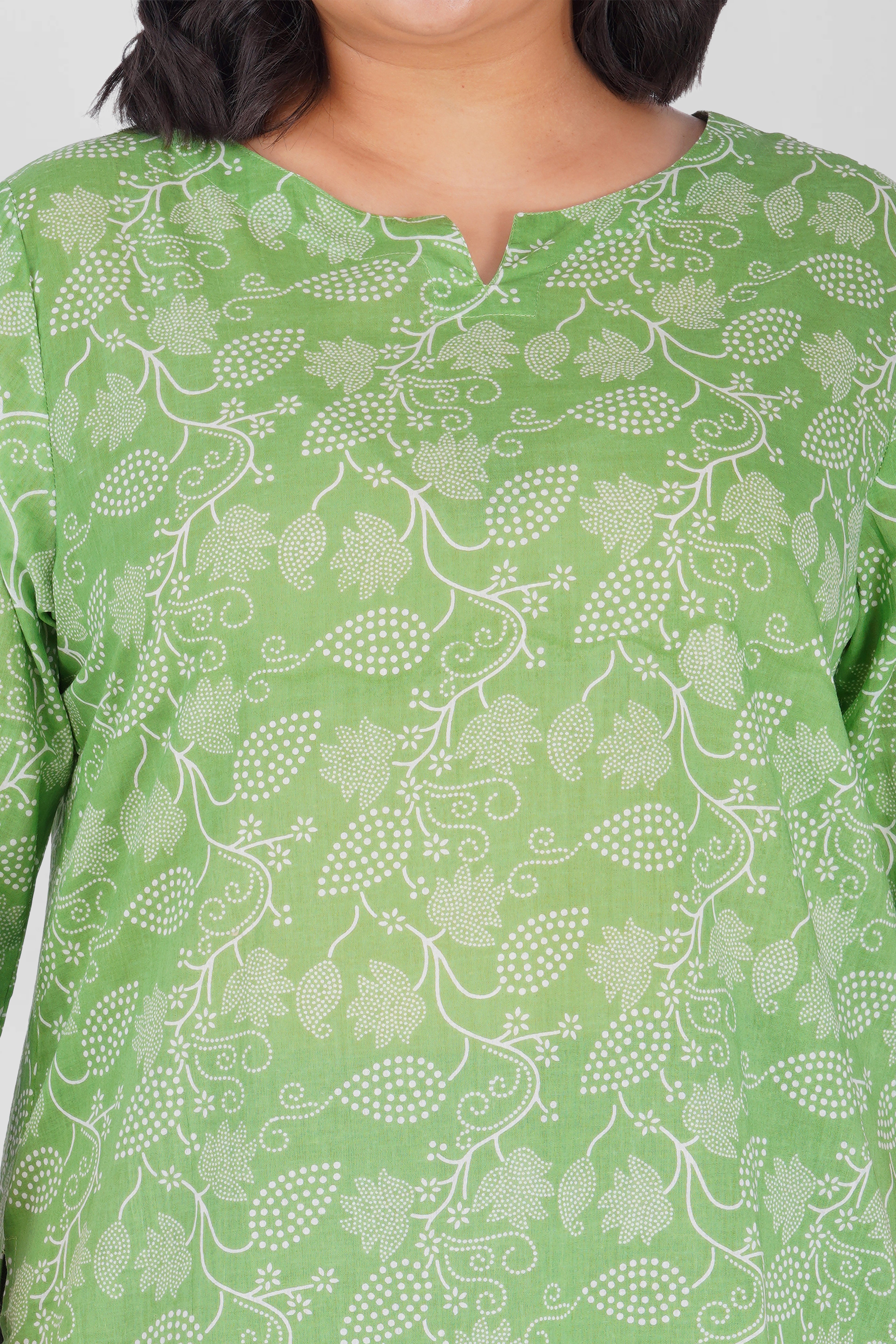 Jade Lime Plus Size Cotton Printed Kurti