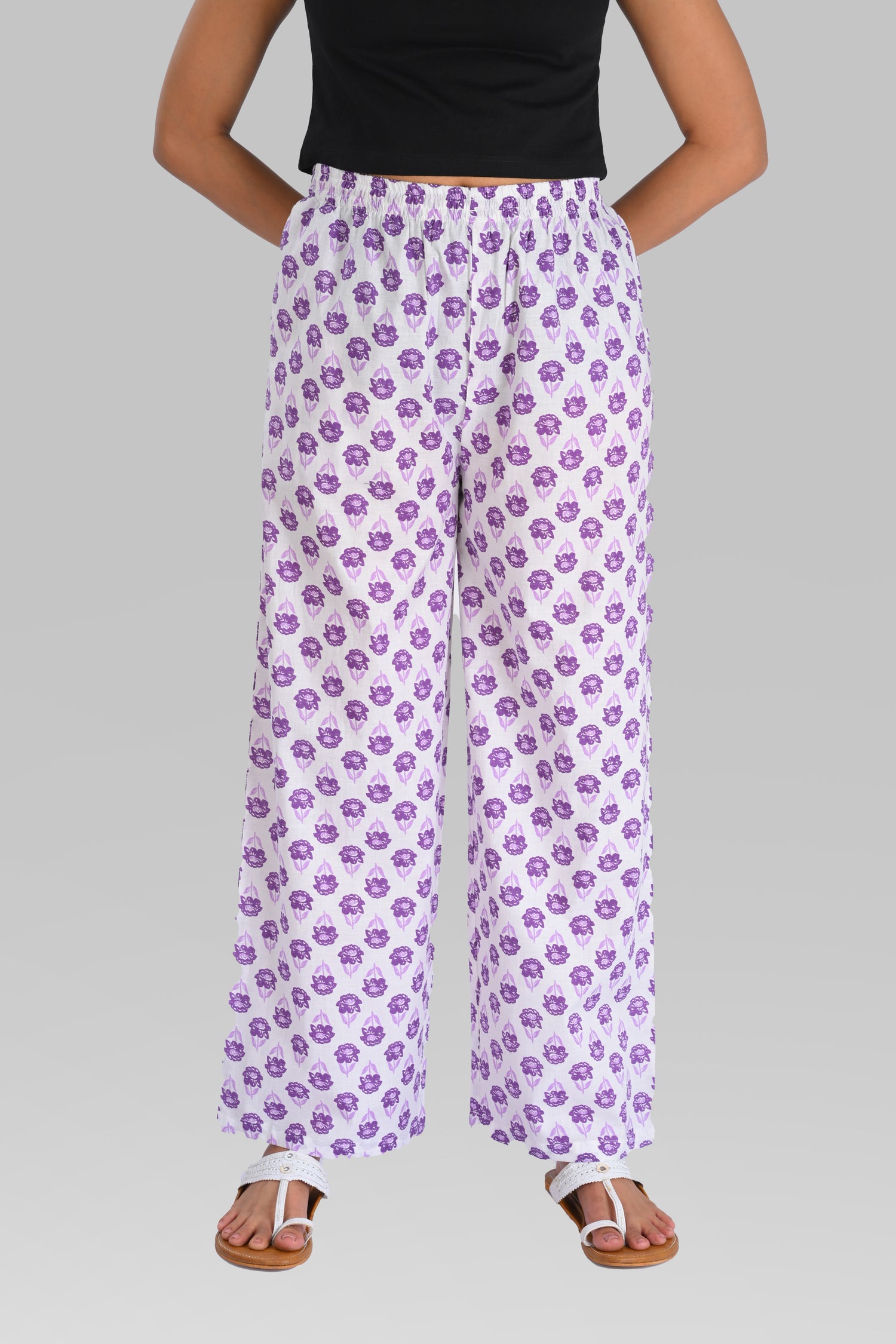 Lavender Purple Cotton Printed Kurta Set