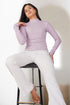 Lavender Ribbed Mock Neck Long Sleeve Top