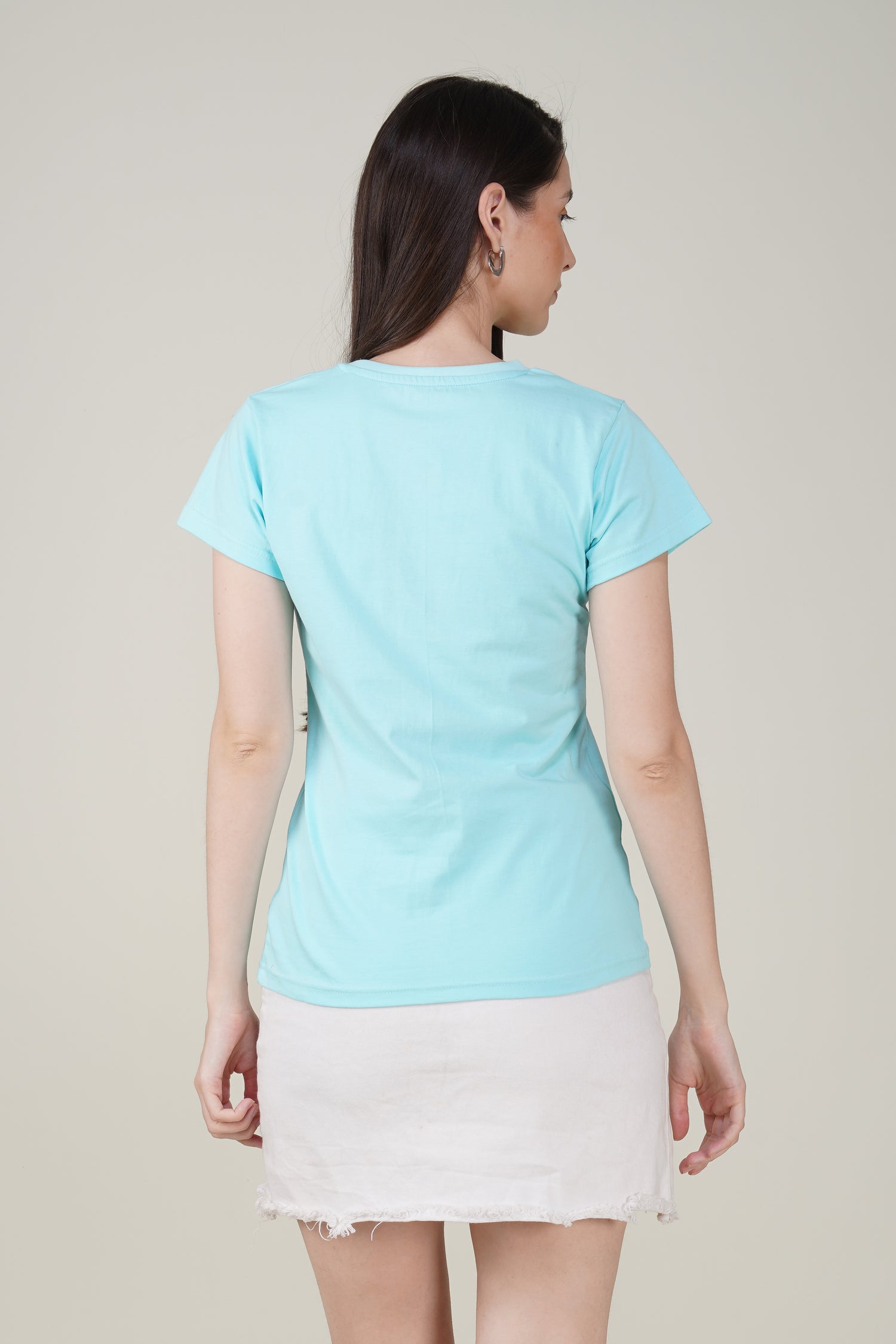 Light Blue Cotton V-Neck T-Shirt