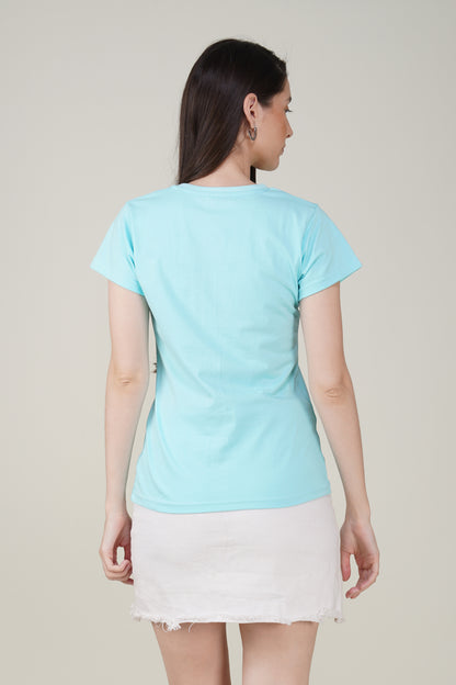 Light Blue Cotton V-Neck T-Shirt