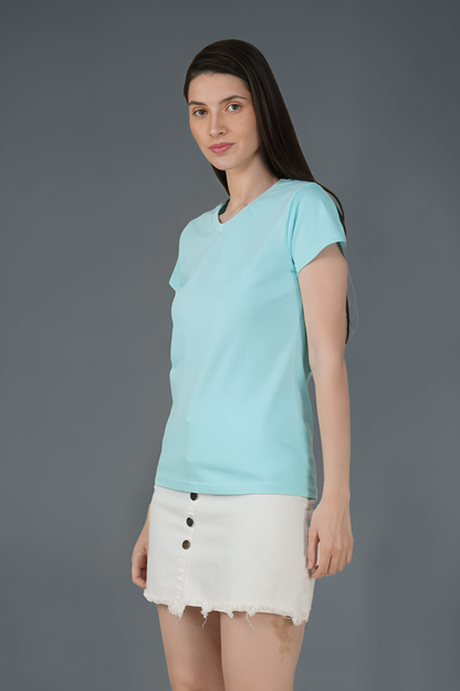 Light Blue Cotton V-Neck T-Shirt