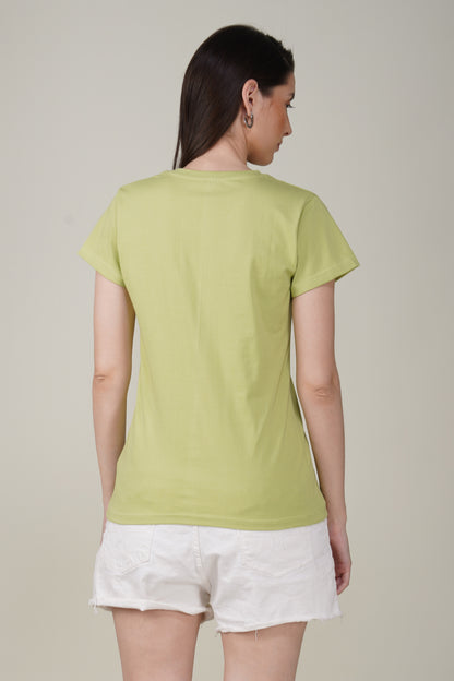 Light Green Cotton V-Neck T-Shirt