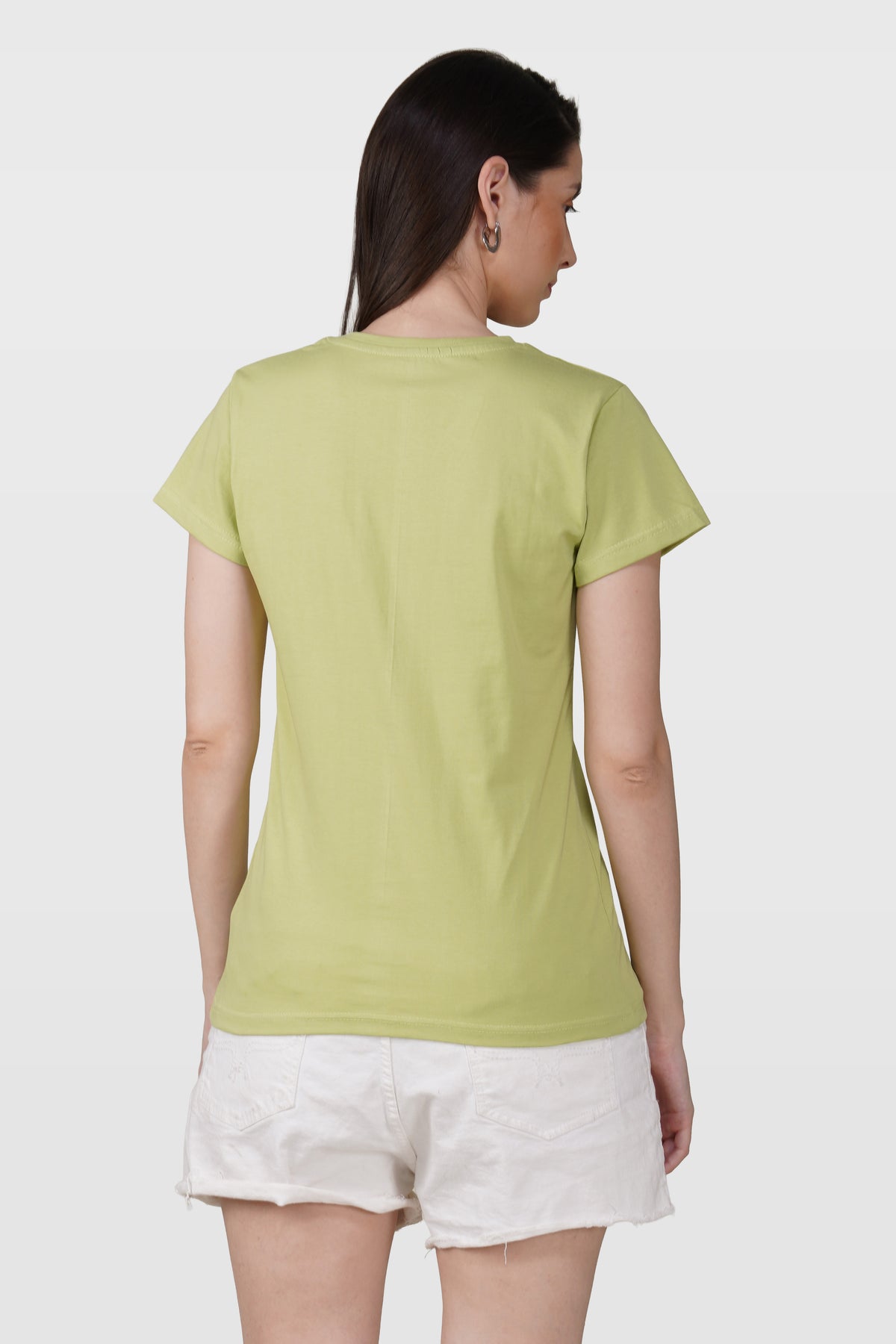 Light Green Cotton V-Neck T-Shirt