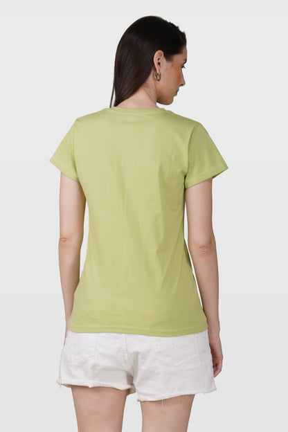 Light Green Cotton V-Neck T-Shirt