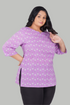 Light Pastel Purple Plus Size Cotton Printed Kurti