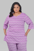 Light Pastel Purple Plus Size Cotton Printed Pyjama Set