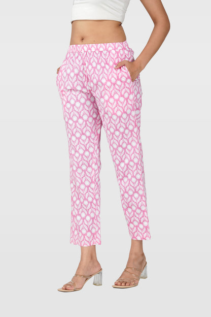 Light Pink Cotton Printed Bottom